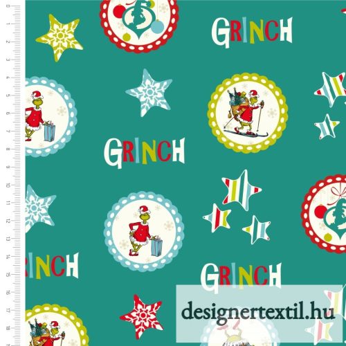 Grinch pamutvászon (Grinch Snowflake and Stars Christmas)