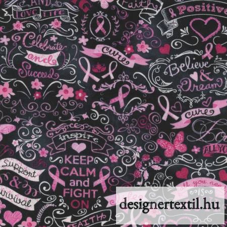 A remény rózsaszín szalagja - pamutvászon (Black Pink Ribbon)