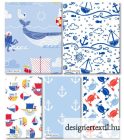 Tengeri állatok anyagcsomag (Nautical Friends - Fat Quarter)